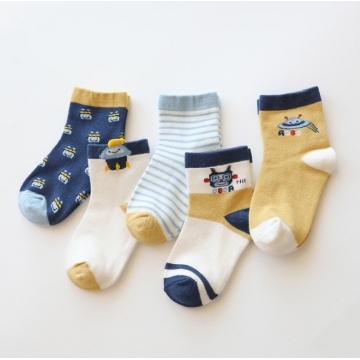(5雙)太空機器人圖樣男童襪