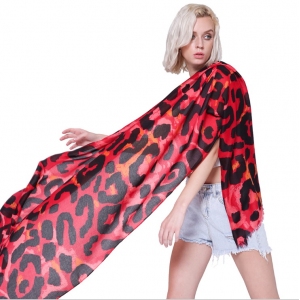 (1入)(隨機)豹紋圖樣超大圍巾披巾