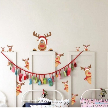 (2入)(混出)聖誕節麋鹿裝飾牆貼
